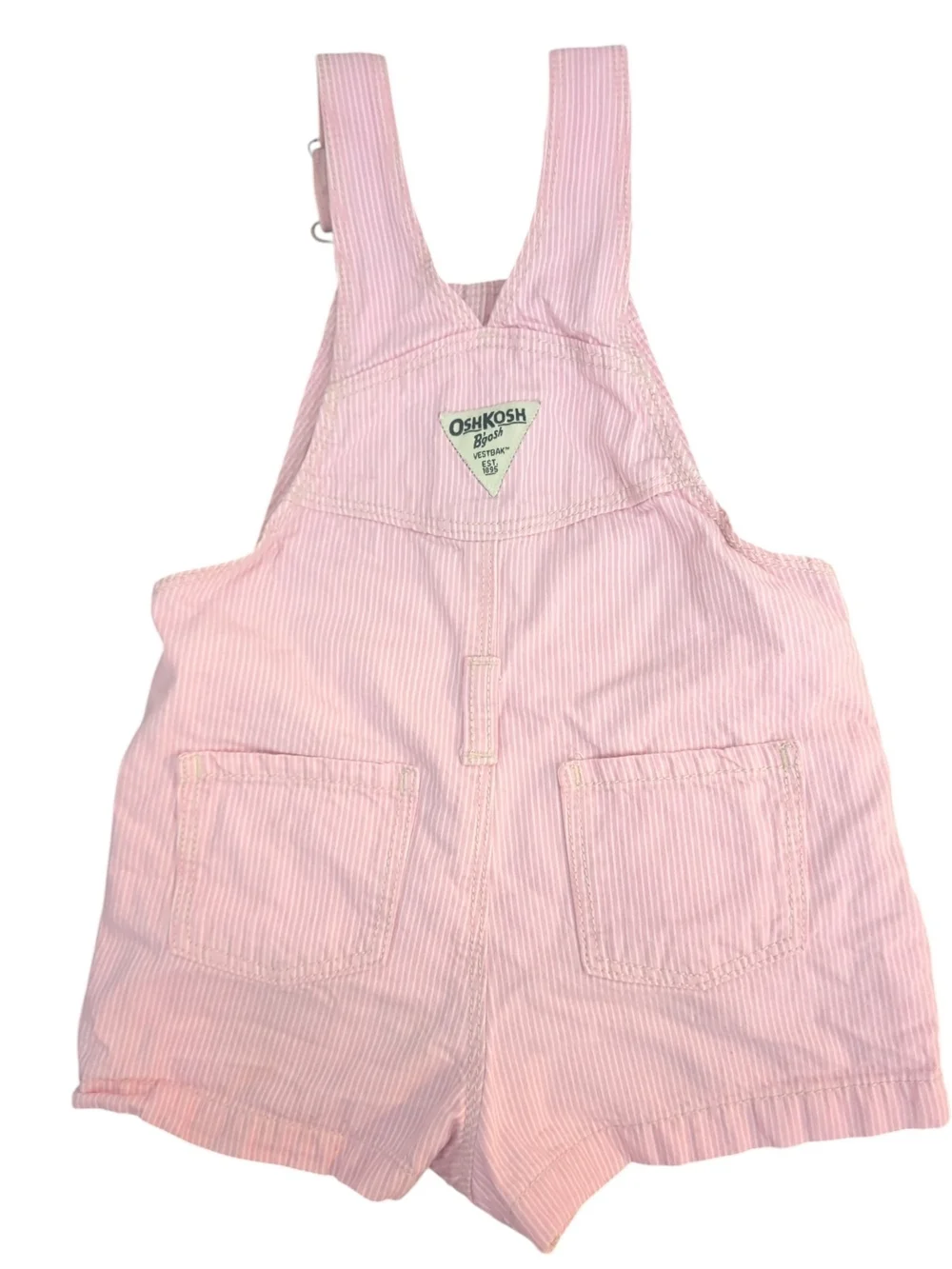 OshKosh B’gosh Pink Stripe Shortalls 24M Cotton Overalls Cottagecore Farmcore
